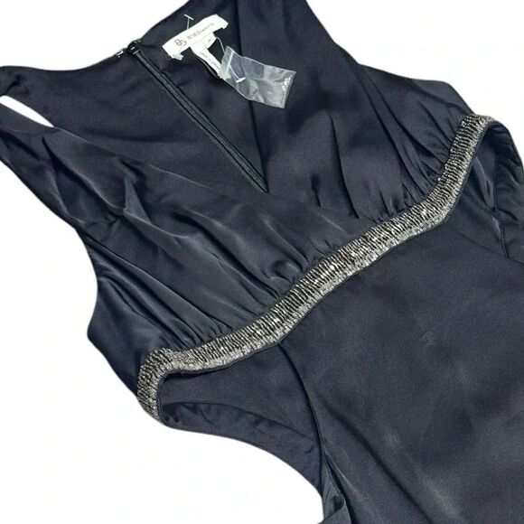Women’s NWT BCBGENERATION black cut out halter beaded waist maxi gown sz 10 - Picture 1 of 7